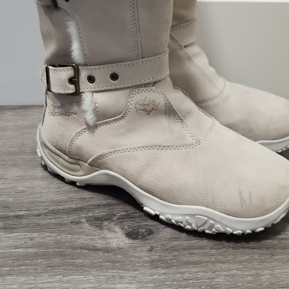 Salomon Lhasa Suede Contagrip Buckle Women's Cream Winter Boots - Picture 3 of 10